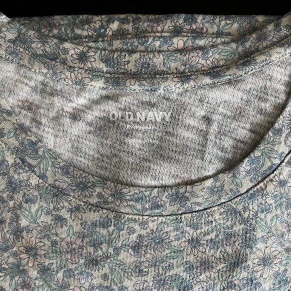 NWT Old Navy EveryWear Printed Slub-Knit Tee T-Shirt Blue Floral Women Large - Picture 5 of 8